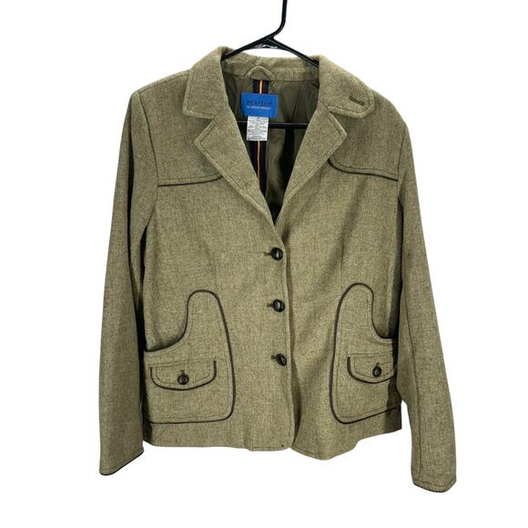 Equestrian Tweed Blazer Medium Olive Herringbone Fall Riding Jacket - Picture 1 of 6